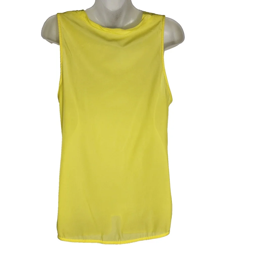 J. Crew Womens Tank Top Medium Yellow Sleeveless Pullover Knit Woven Scoop Neck